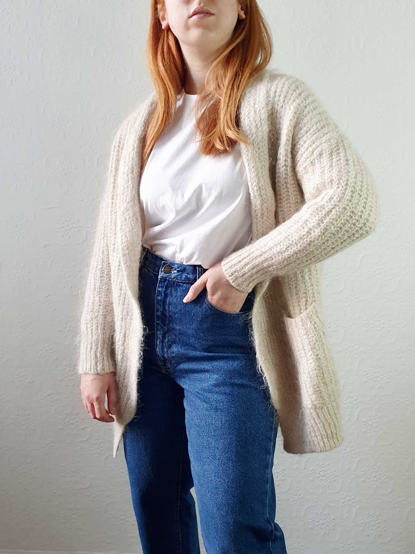 Maje Cream Mohair Cardigan  - S