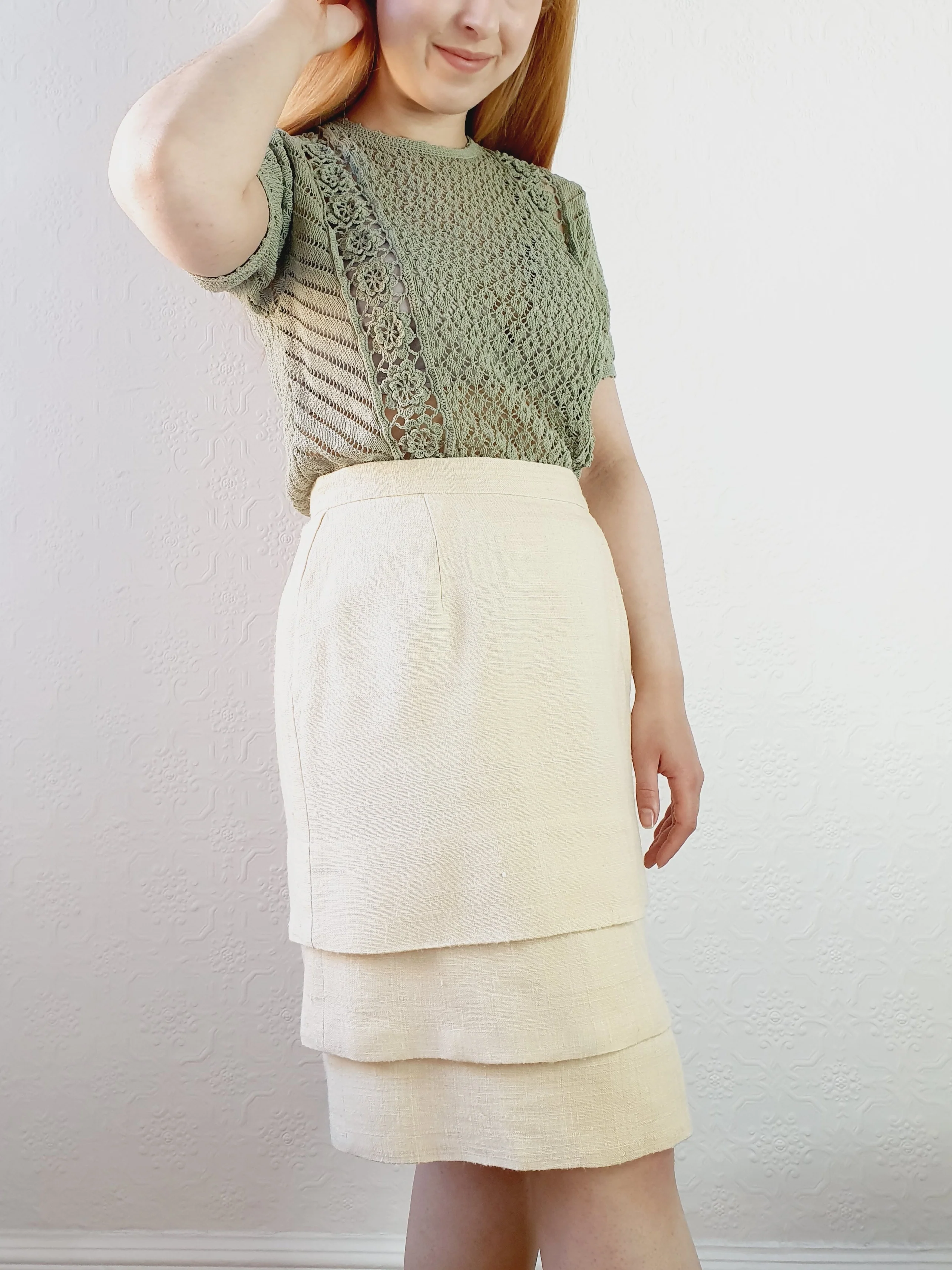 Raw Silk Tiered Skirt - M - Image 3