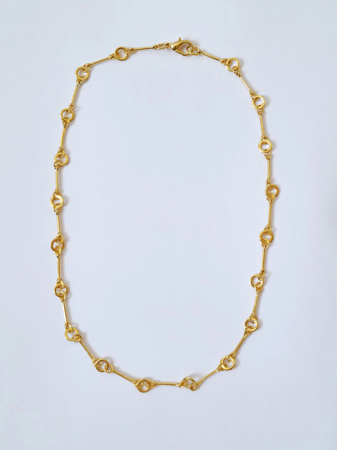Vintage 80s Gold Plated Bar Link Chain Necklace
