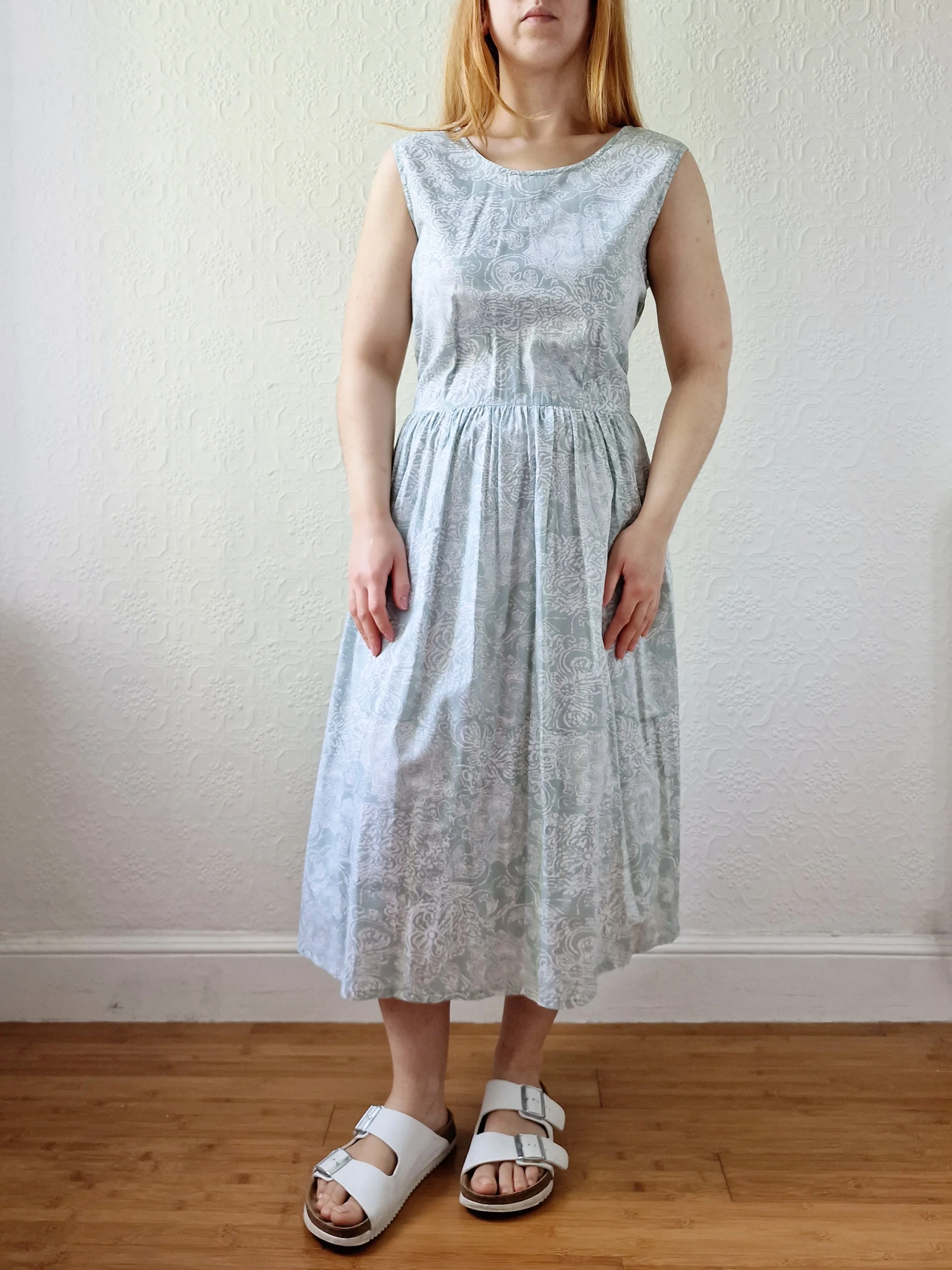 Vintage 90s Mint Sleeveless Patterned Dress - M - Image 10