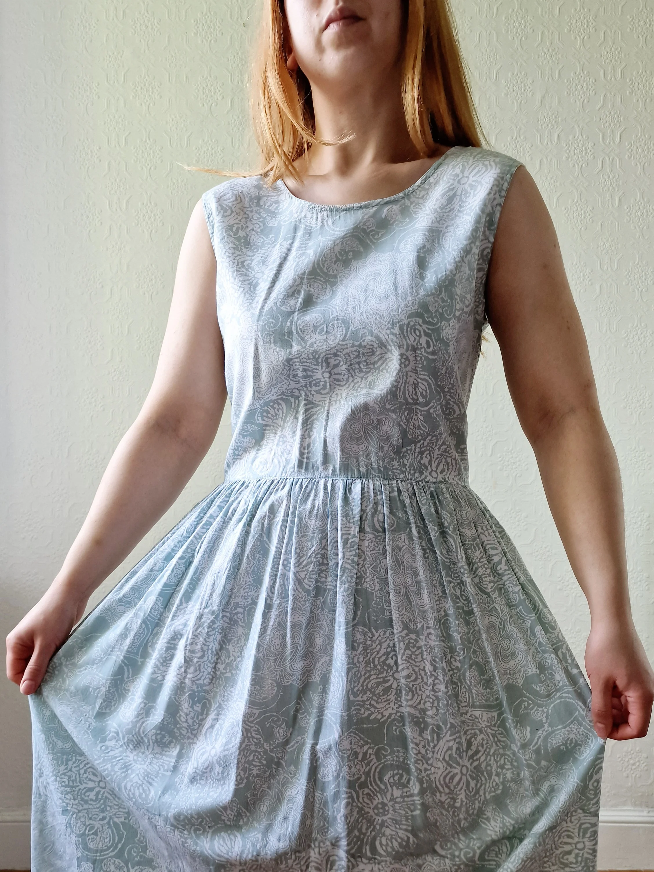 Vintage 90s Mint Sleeveless Patterned Dress - M - Image 12