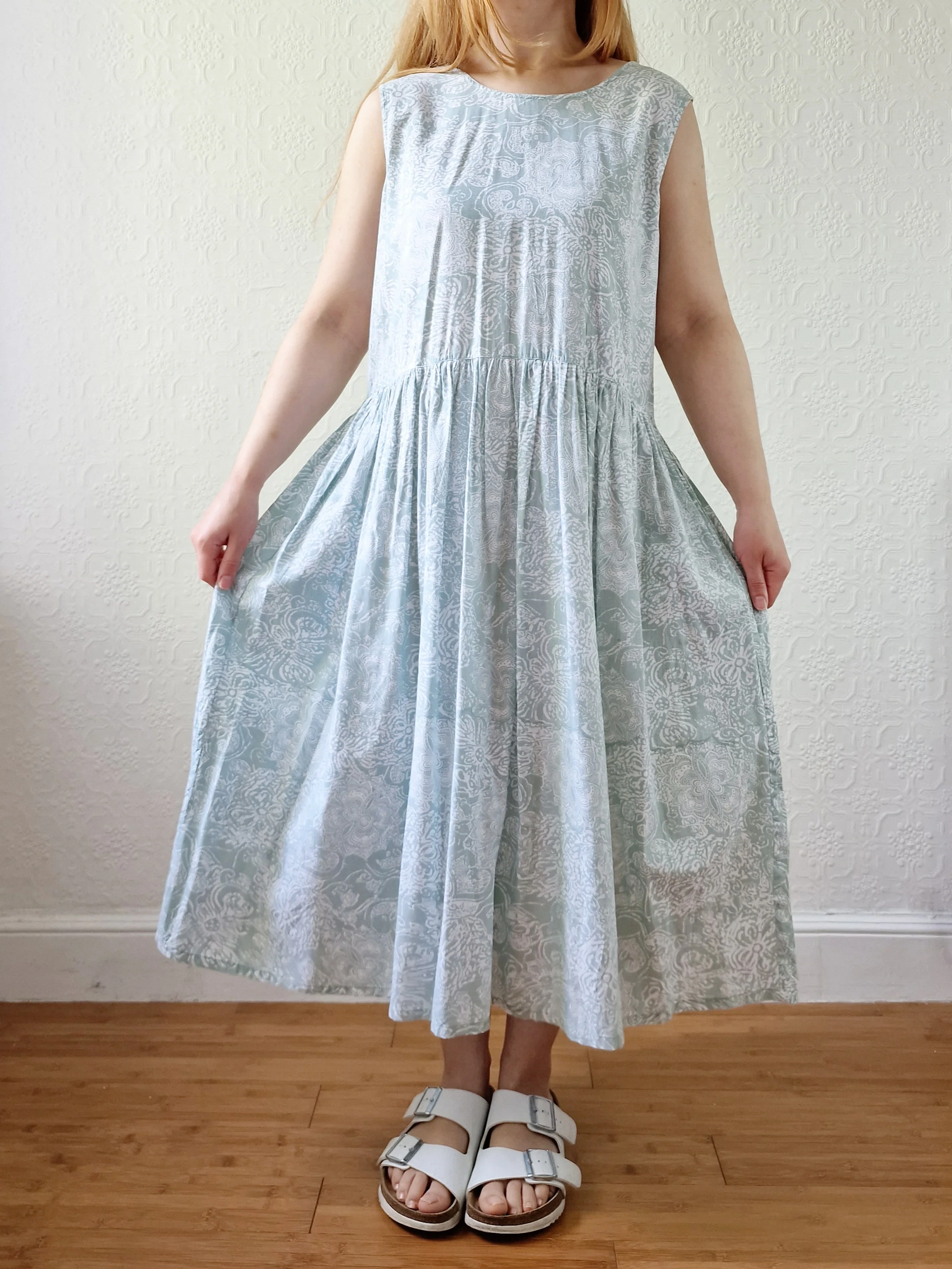 Vintage 90s Mint Sleeveless Patterned Dress - M - Image 16