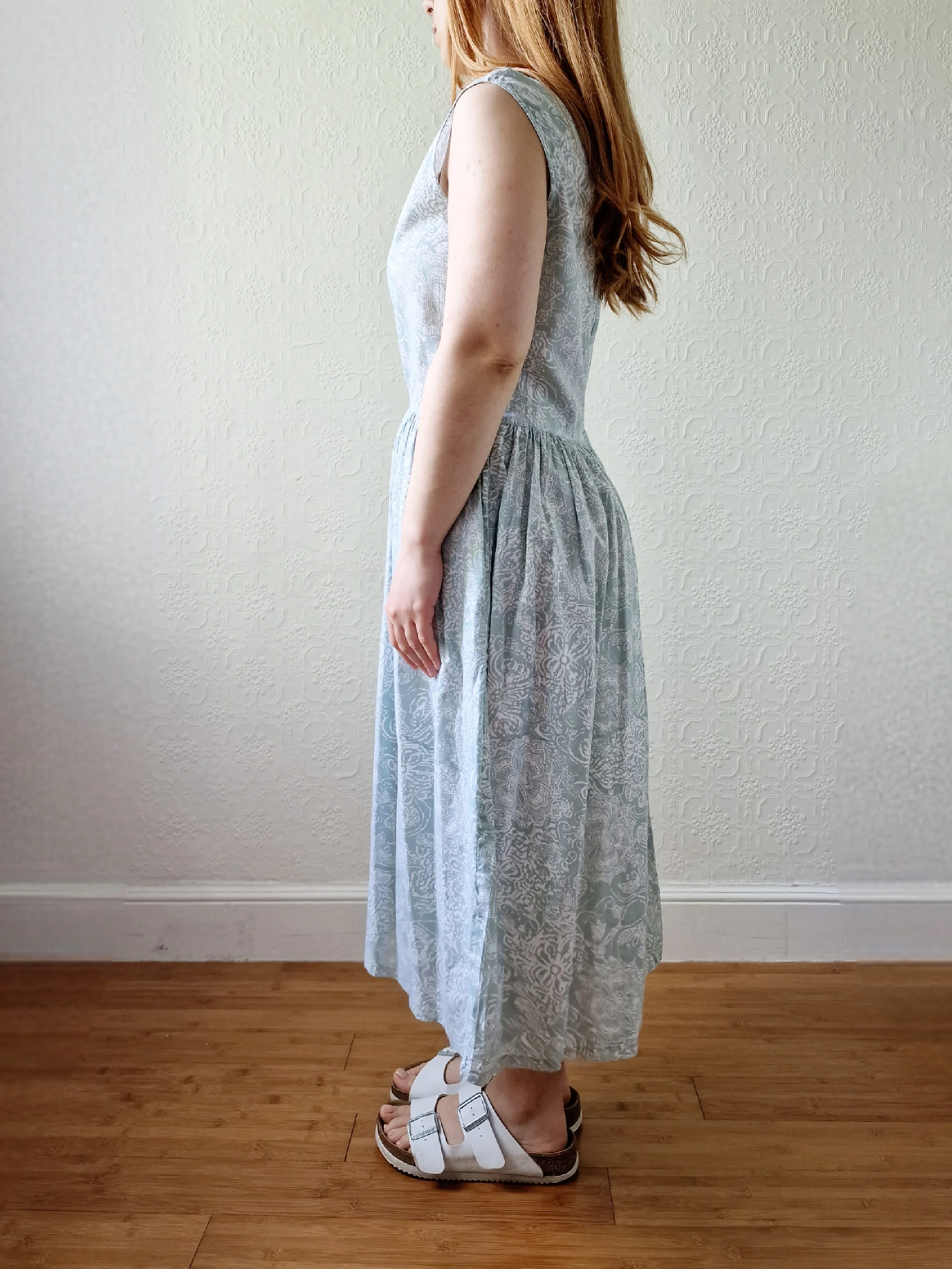 Vintage 90s Mint Sleeveless Patterned Dress - M - Image 5