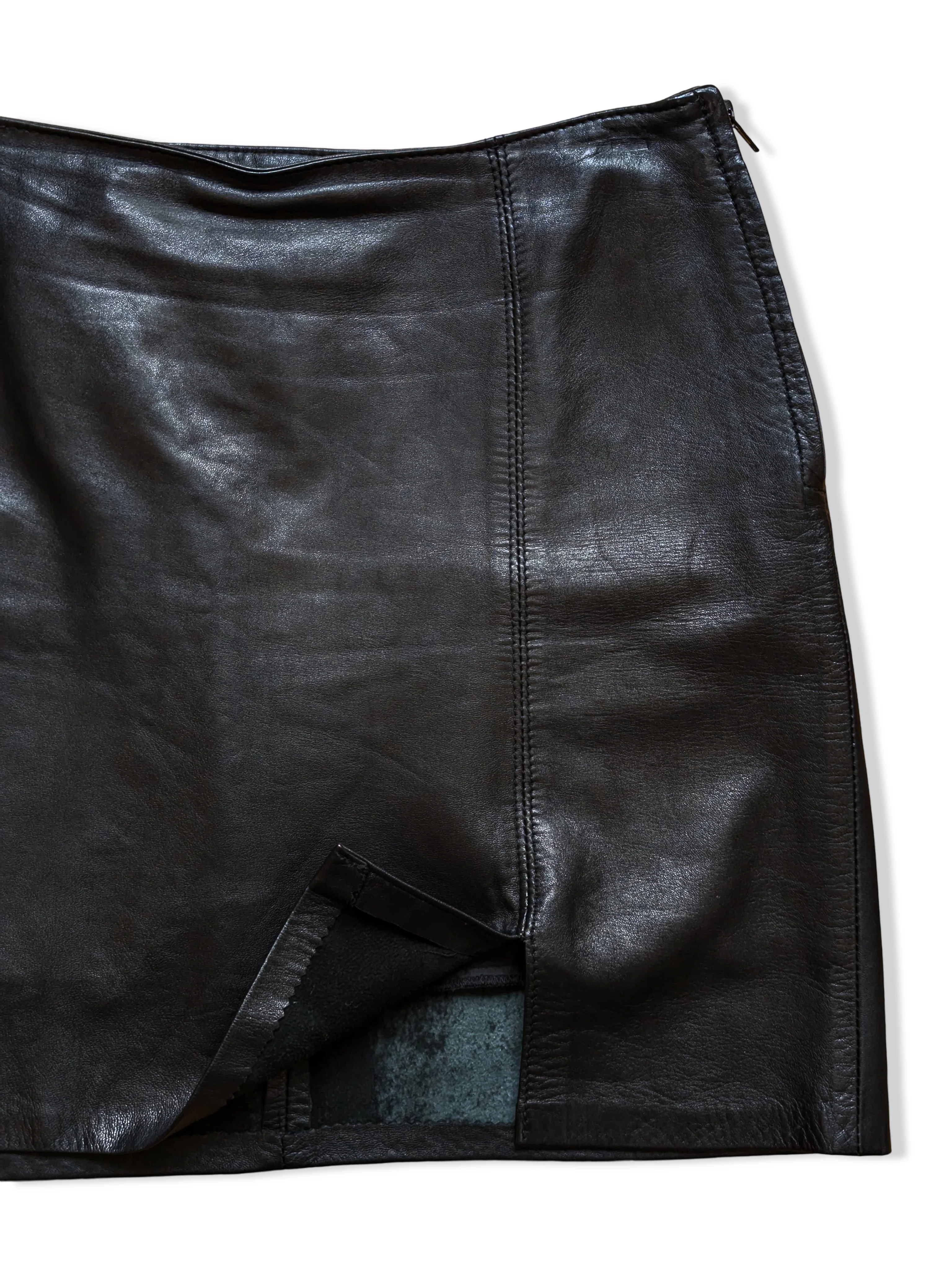 Vintage Black Leather Mini Skirt - M - Image 2