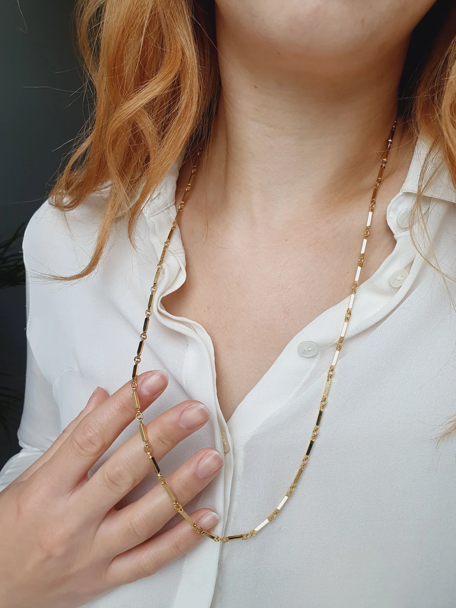 Vintage Gold Plated Bar Link Chain Necklace - Image 6