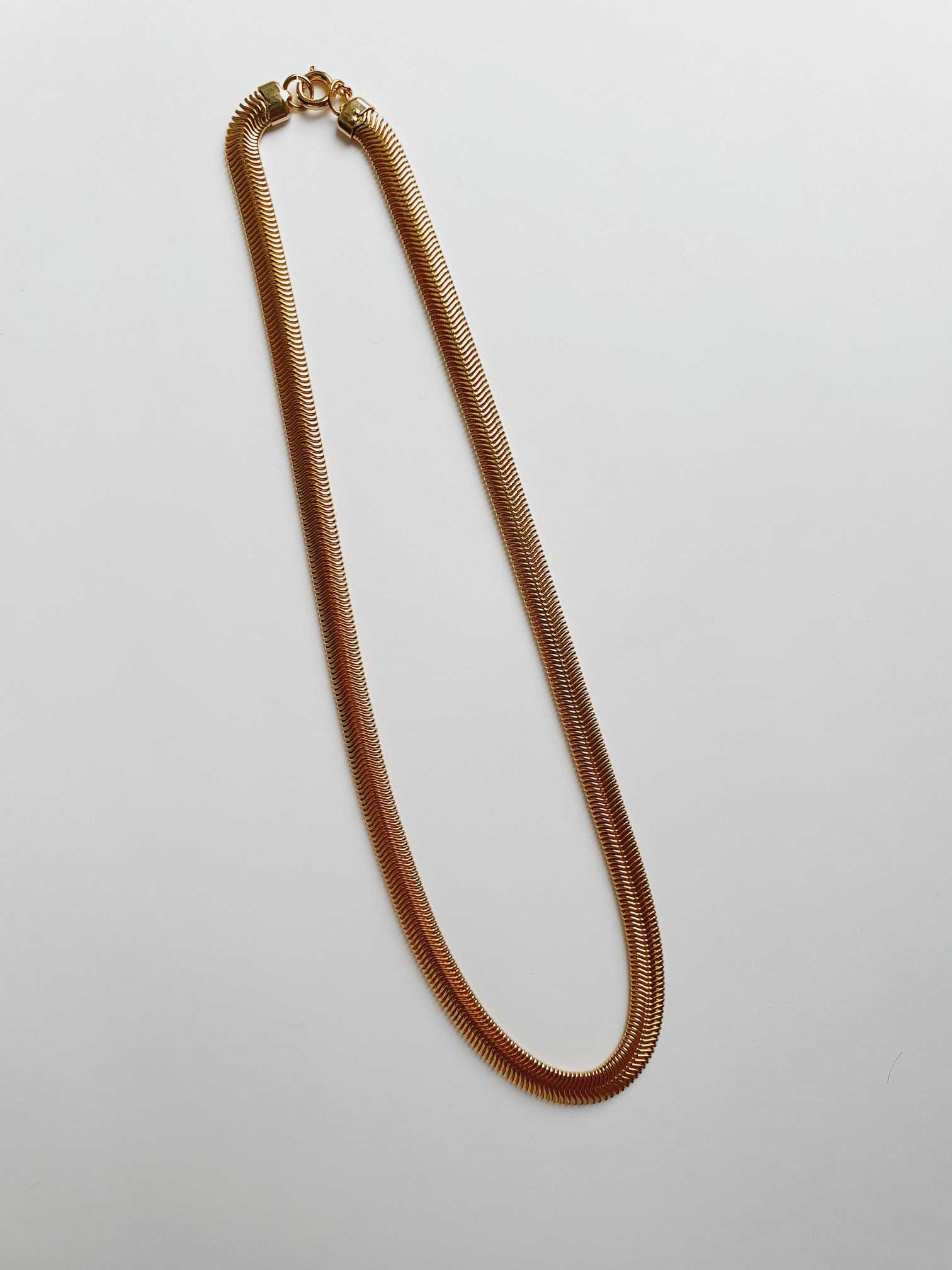 Vintage Gold Plated Herringbone Chain Necklace - Image 3
