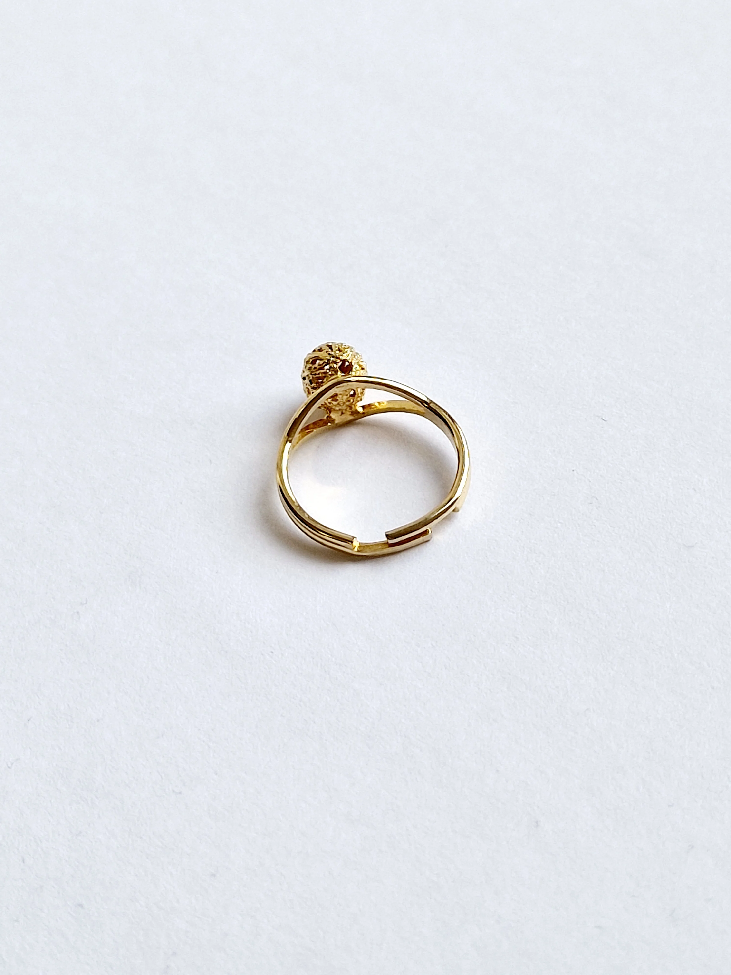 Vintage Gold Plated Ring with Raised Sphere - Image 2