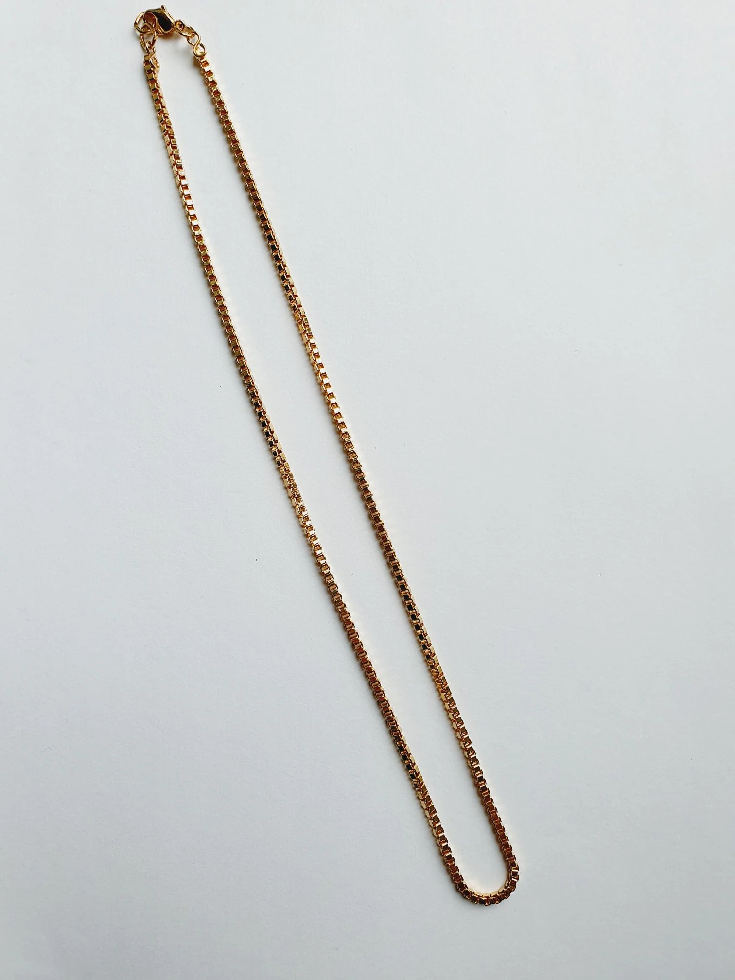 Vintage Gold Plated Thin Box Chain Necklace - Image 3