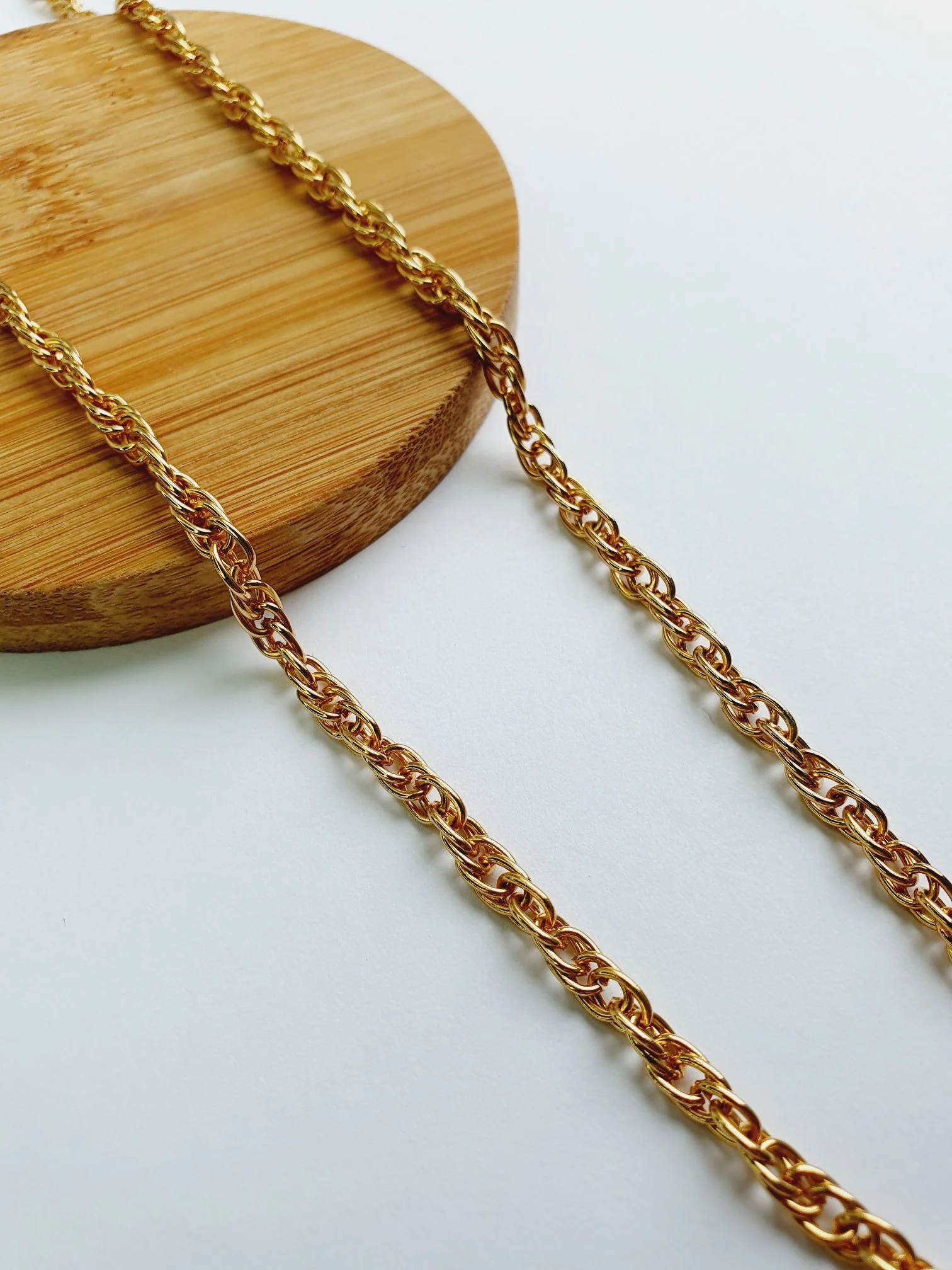 Vintage Gold Plated Wheat Chain Necklace 16" - Image 4
