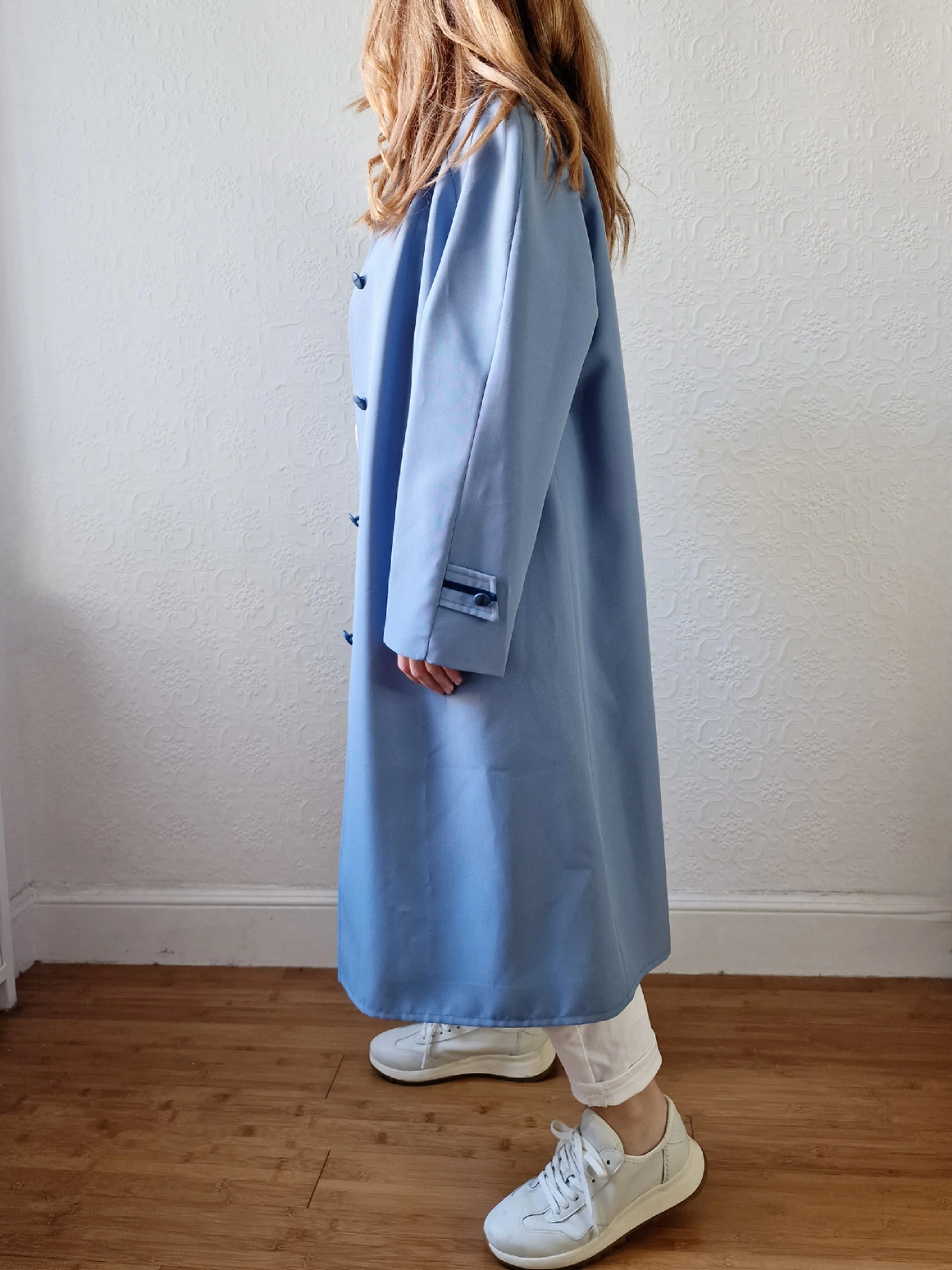 Vintage Light Blue Single Breasted Trench Coat - M/L - Image 5