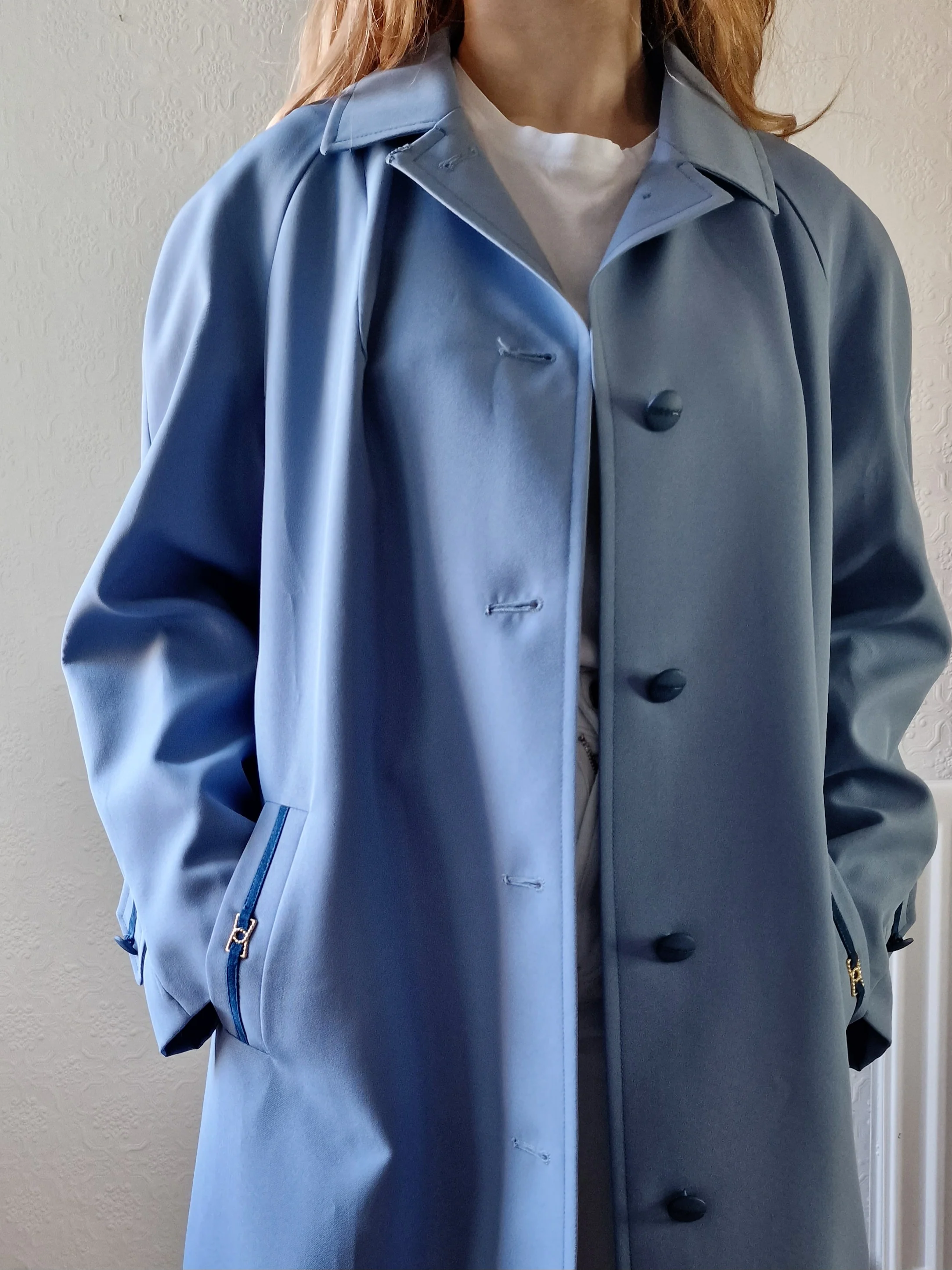 Vintage Light Blue Single Breasted Trench Coat - M/L - Image 7
