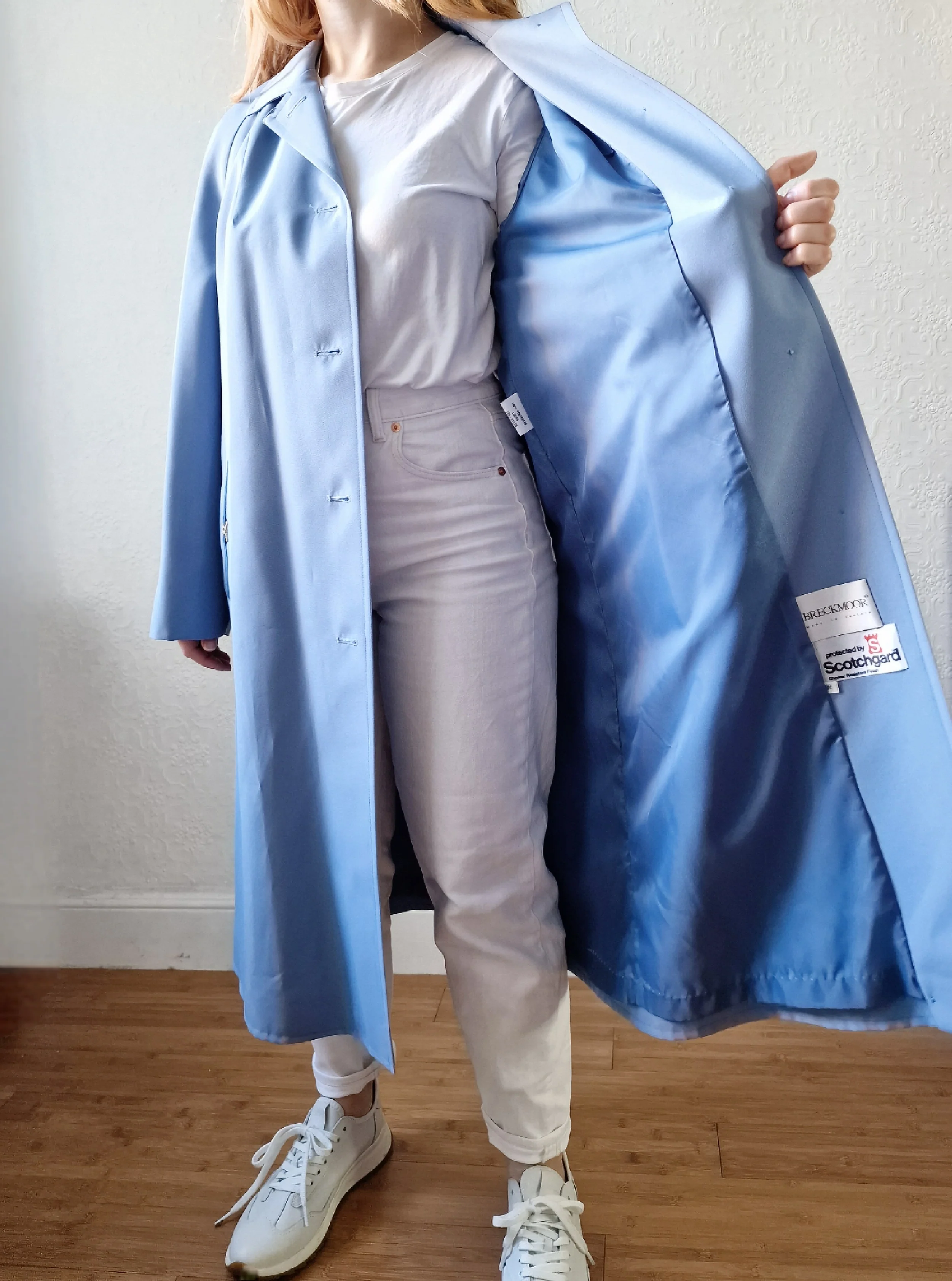 Vintage Light Blue Single Breasted Trench Coat - M/L - Image 9