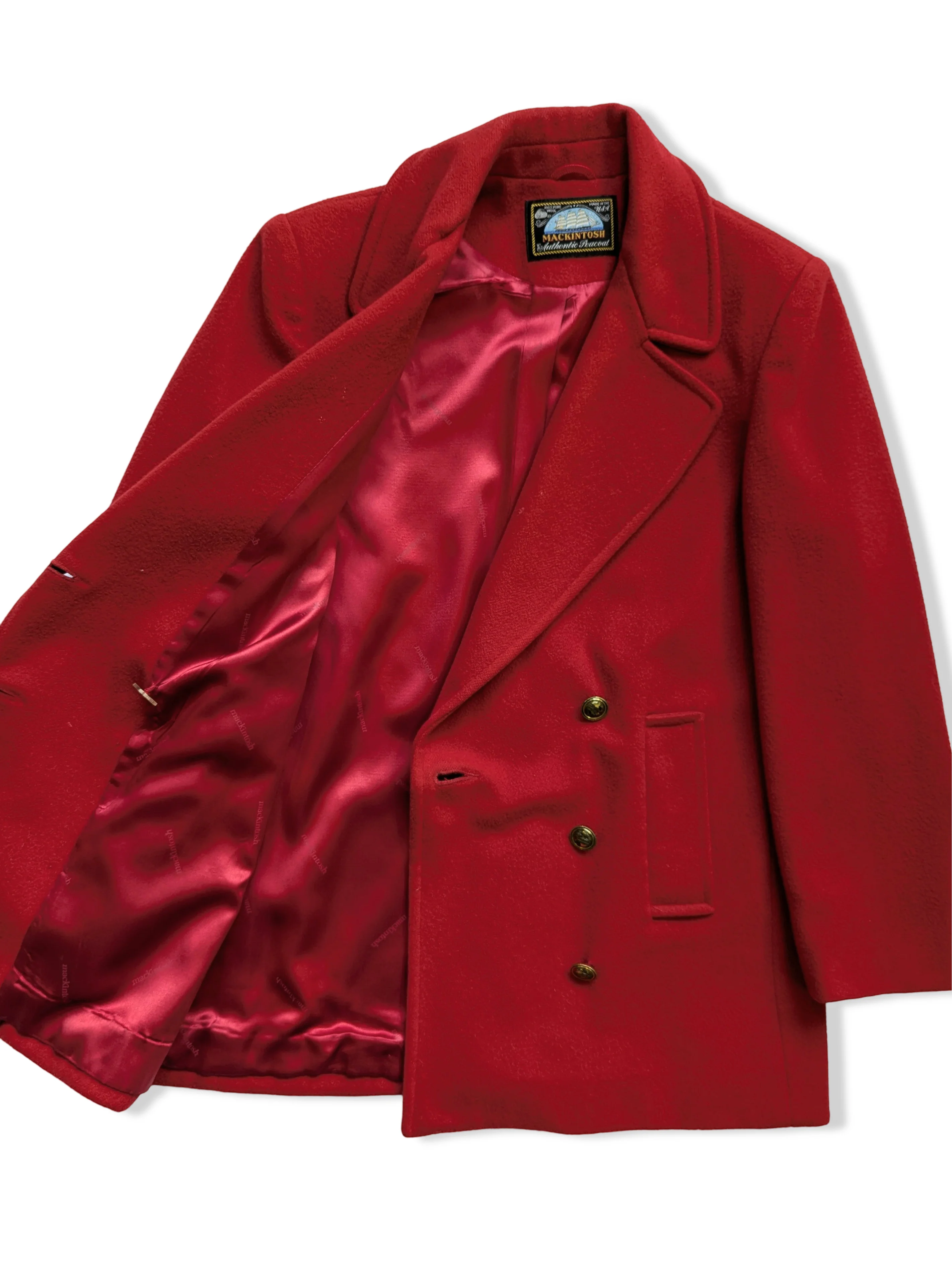 Vintage Red Pure Wool Macintosh Peacoat - S/M - Image 3
