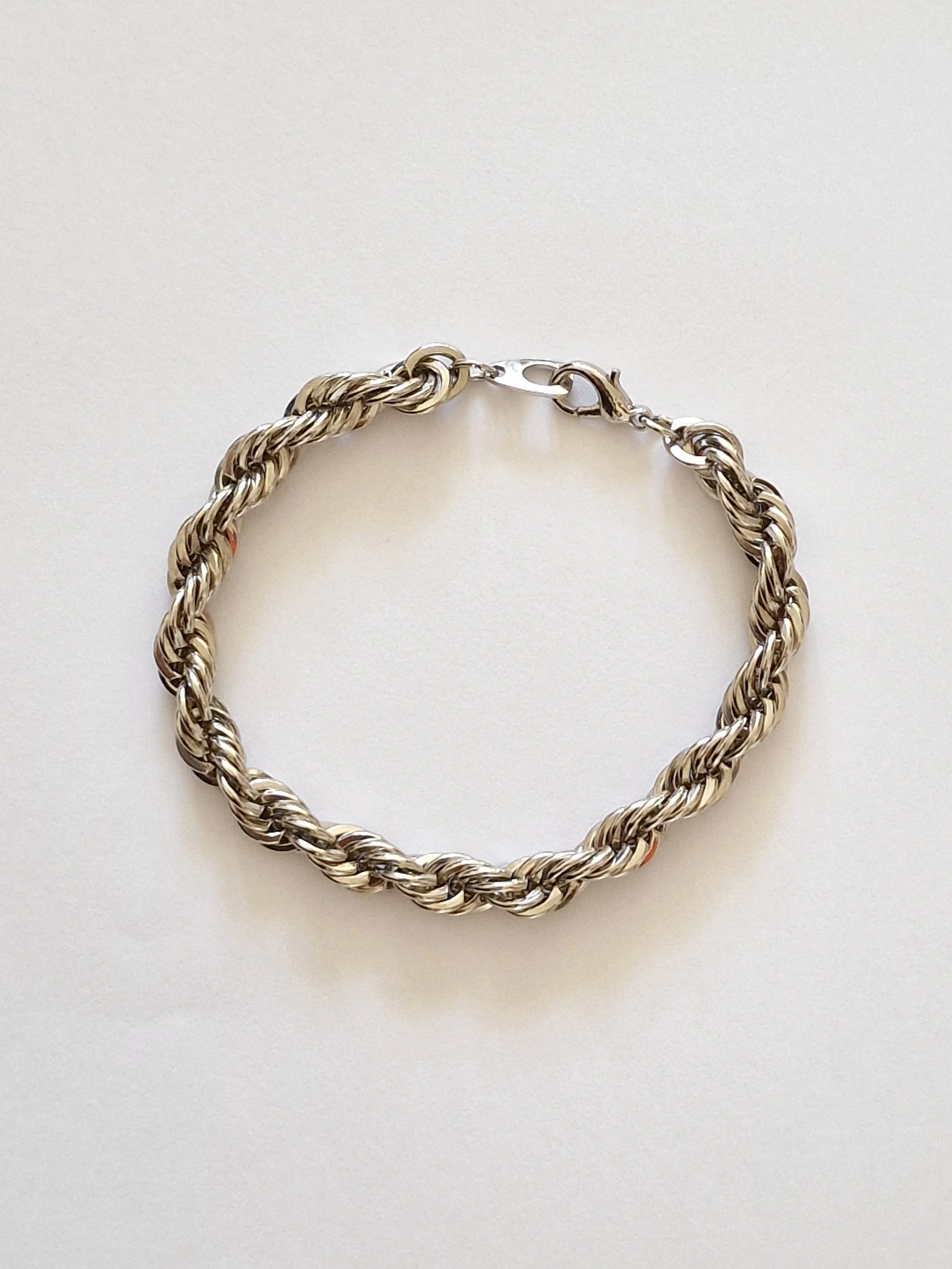 Vintage Silver Toned Twist Rope Bracelet